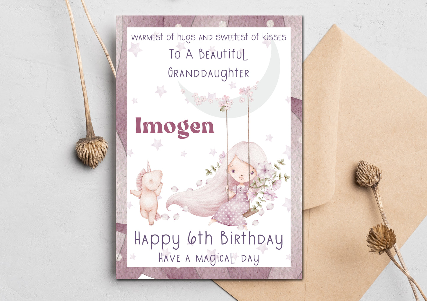 Magical Princess Personalised Birthday Card for Girls