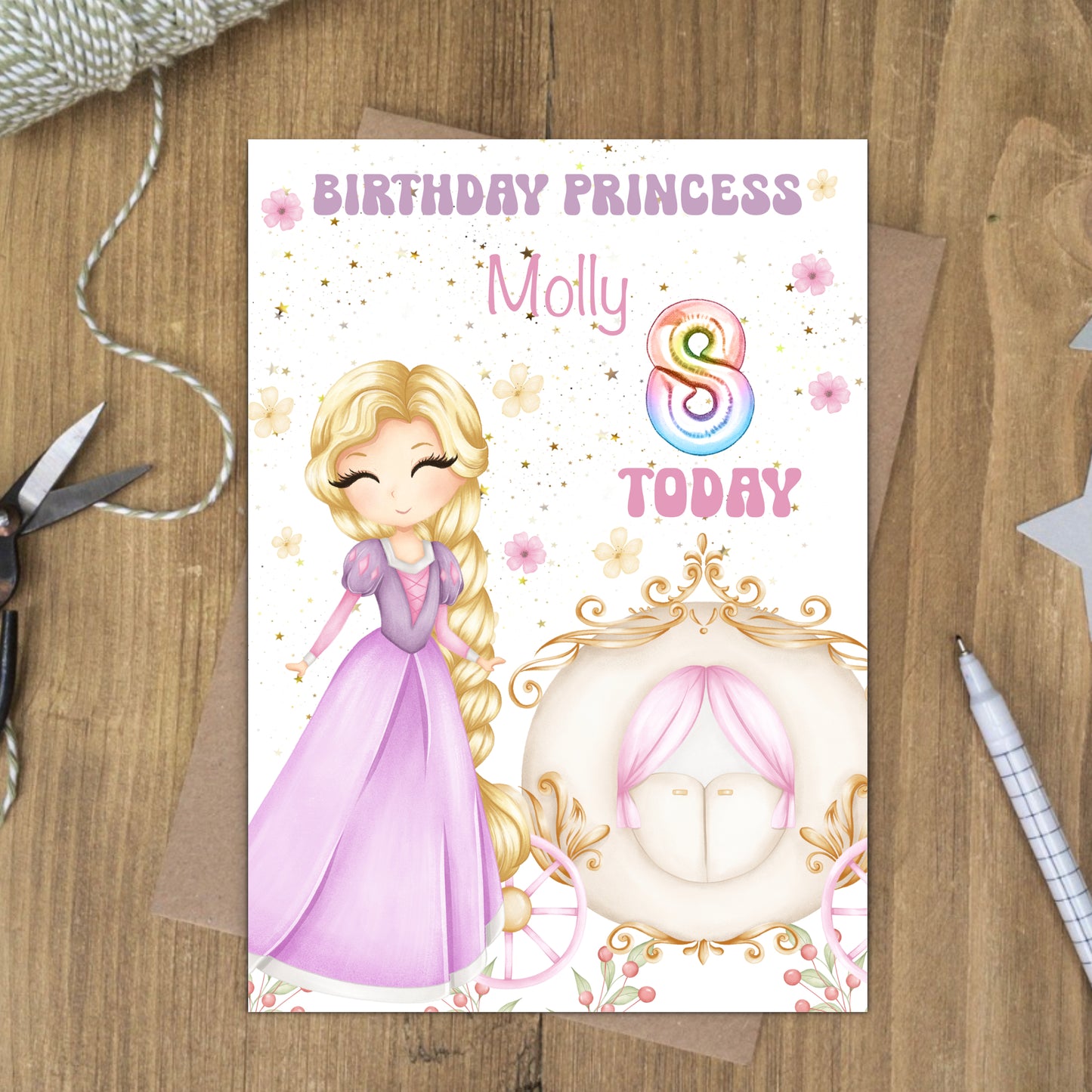 Rapunzell princess birthday card