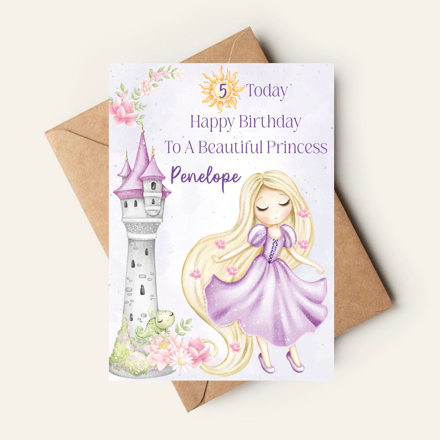 rapunzel princess birthday card