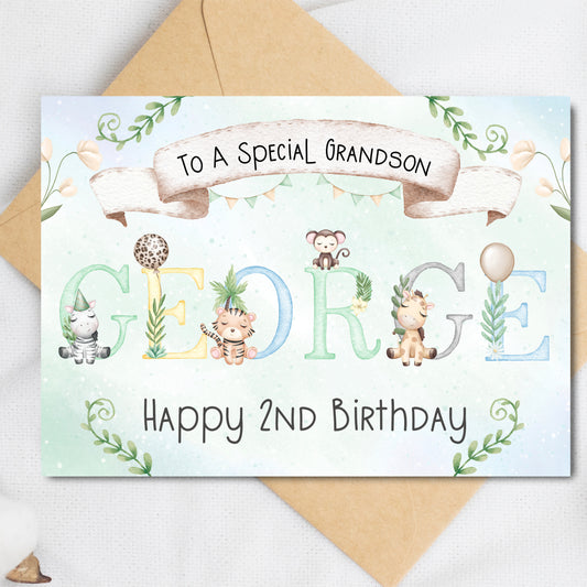 Personalised Animal Birthday Card for Children