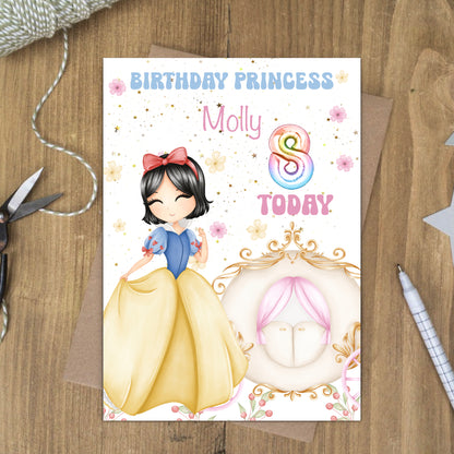 Snow white princess birthday card