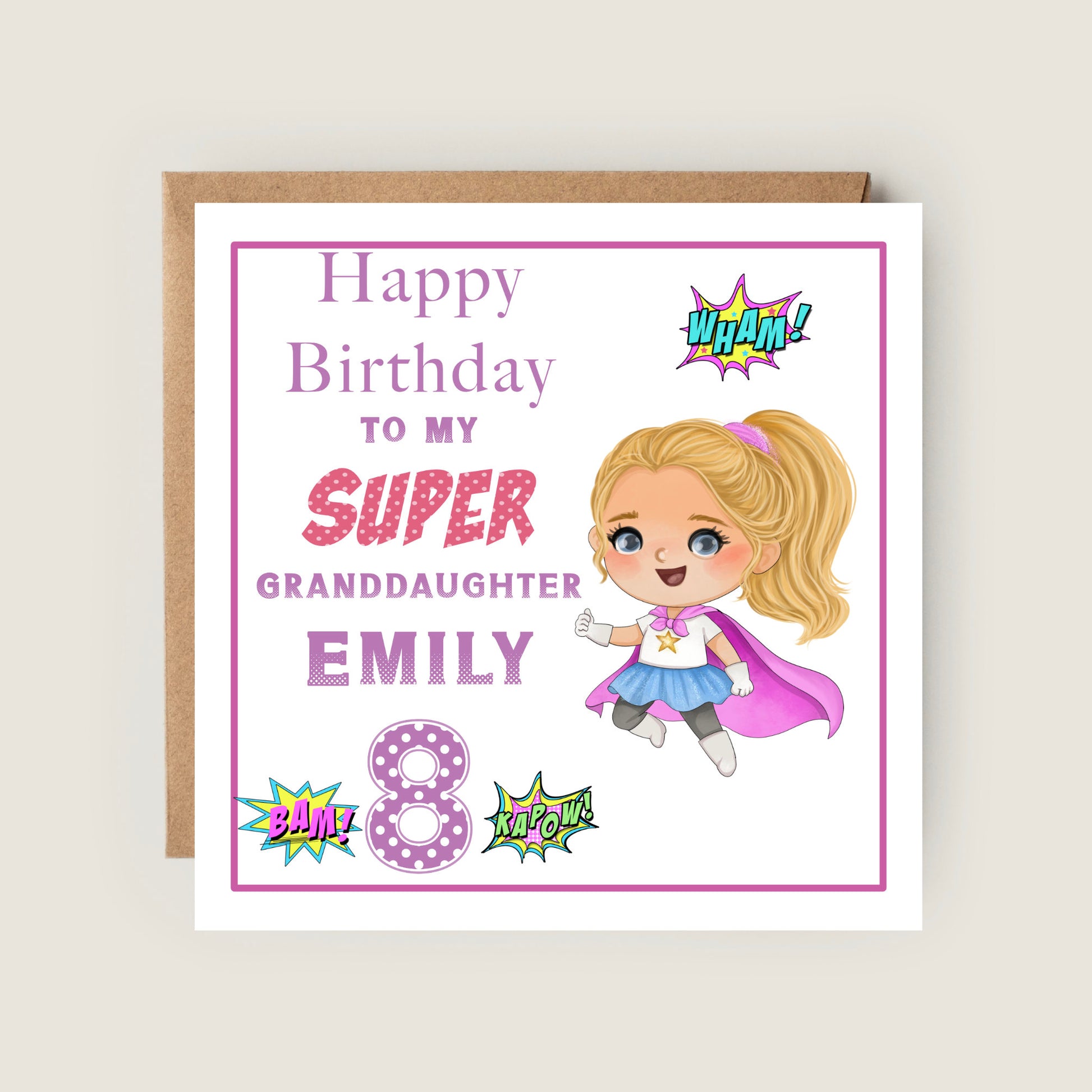 superhero BIRTHDAY CARD FOR GIRLS