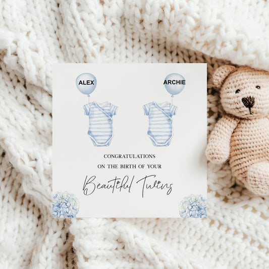 Hello Little Ones New Baby Twins Card