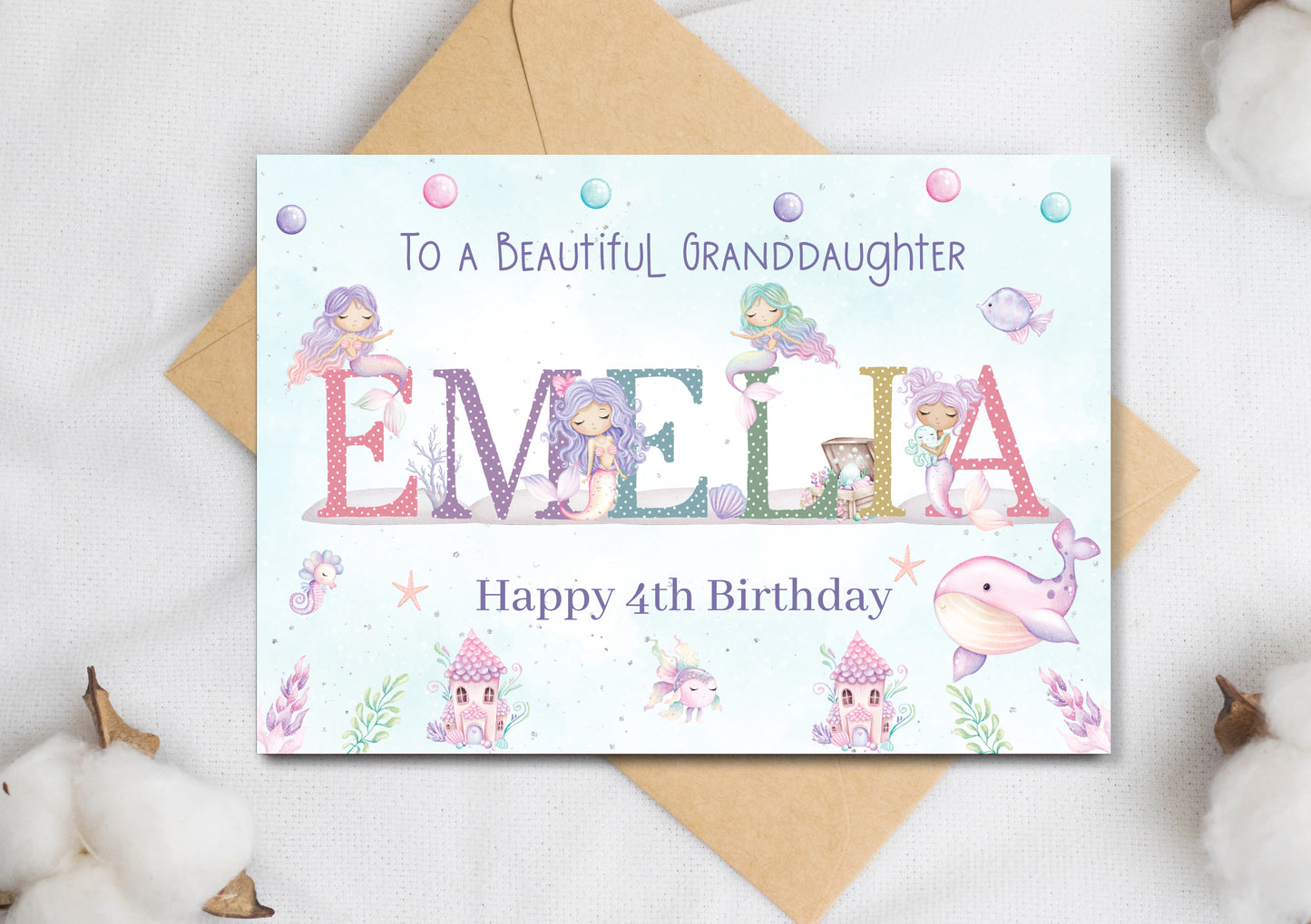 Under The Sea Mermaid Girls Birthday Card