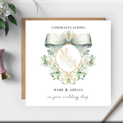 WEDDING DAY INITIAL MONOGRAM CARD - personalised