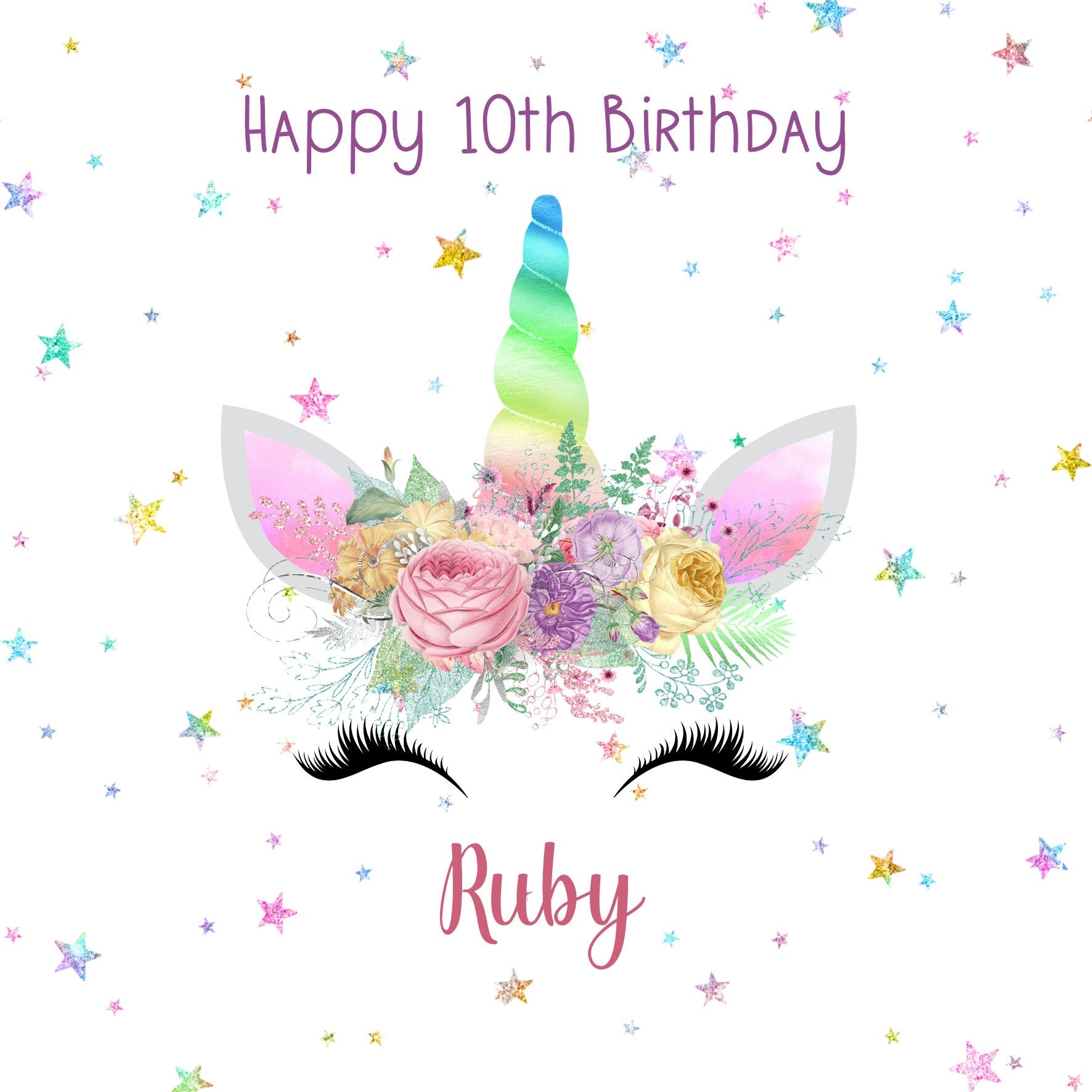 Personalised Unicorn Birthday Card for Daughter,Greeting Card for Daughter,Granddaughter,Niece,Great Granddaughter,Sister, 7th,8th,9th,10th