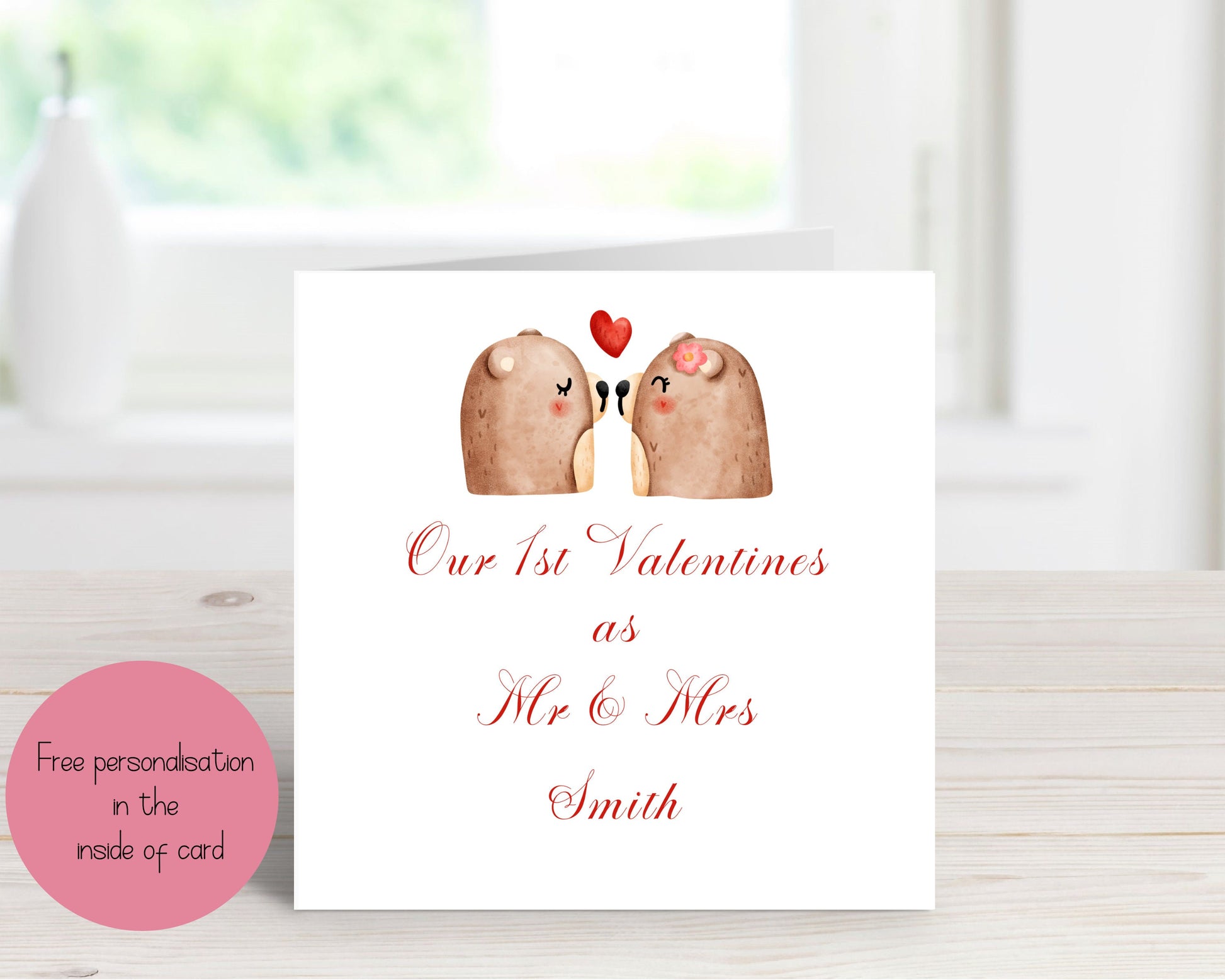 Personalised Couples Valentines Day Card, Valentine's Card For Him Or Her, 1st Valentines Day Card as Married Couple for a Husband or Wife