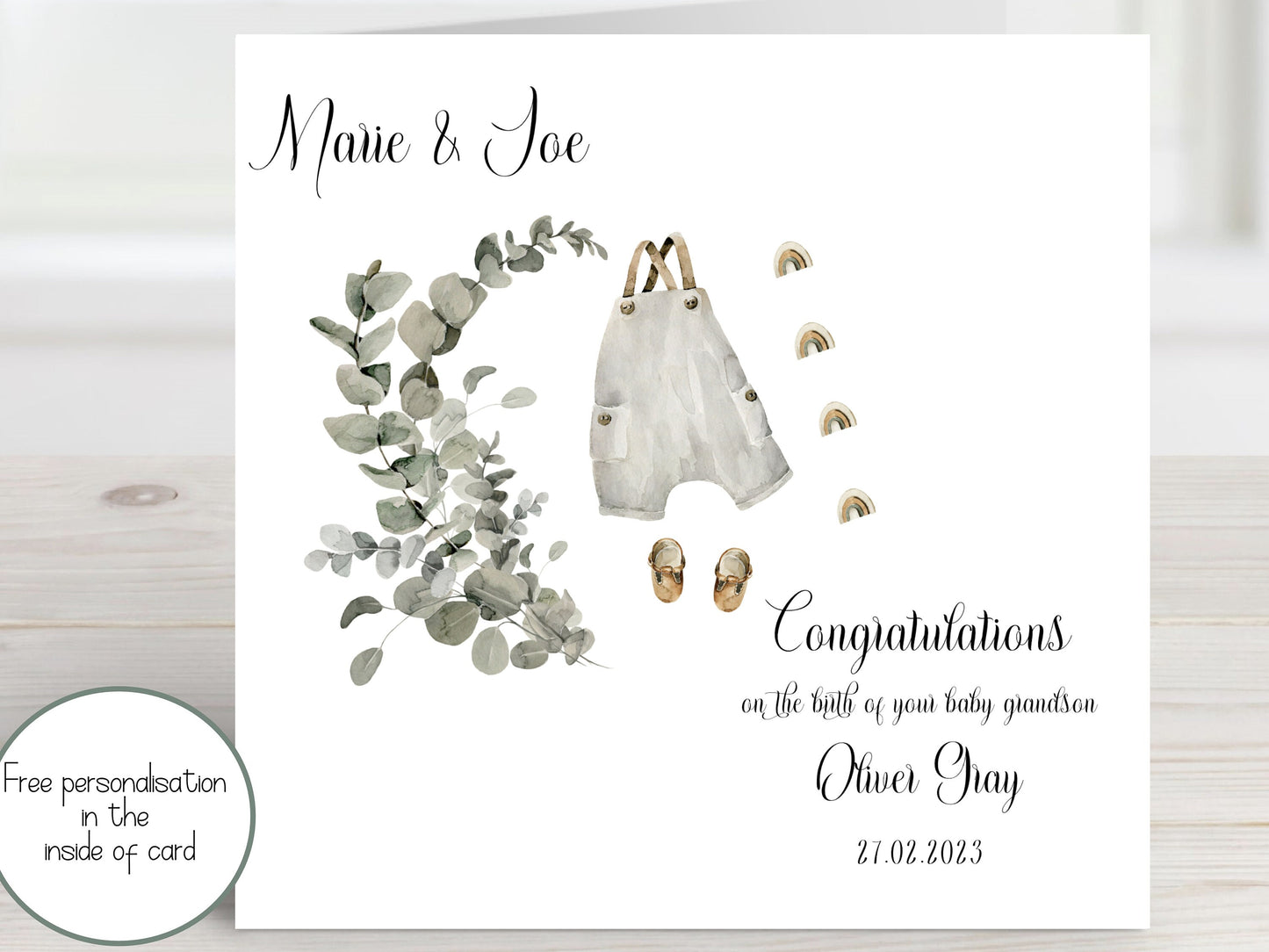 Congratulations on the arrival of your baby boy, Personalised card to new parents, To new grandparents, Welcome to the world, Its a baby boy