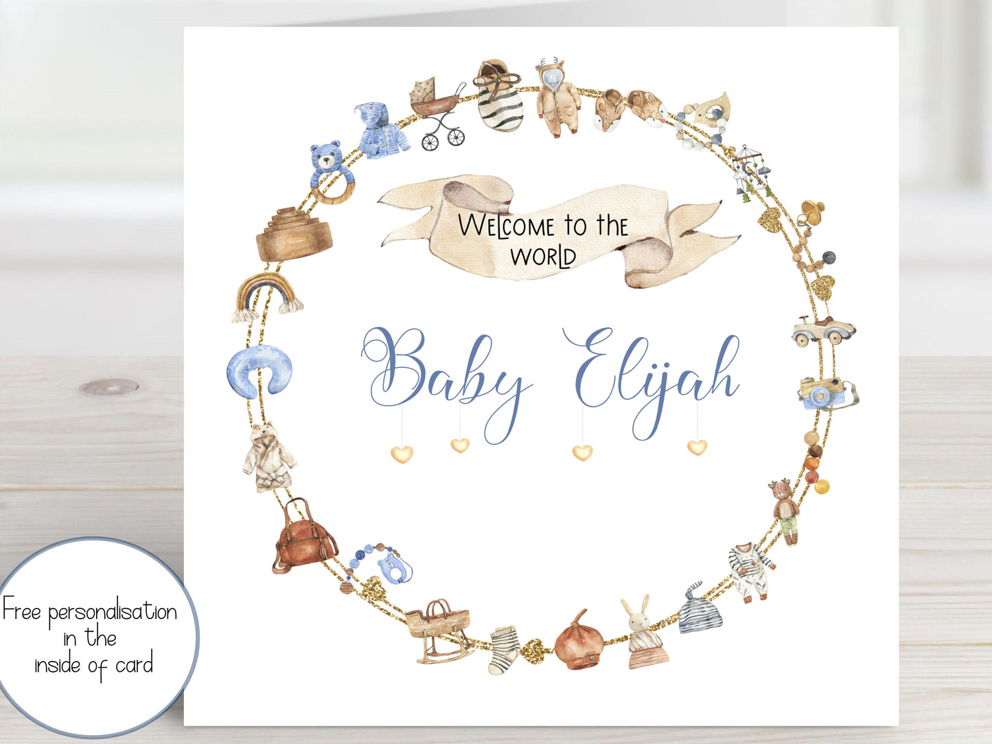 Baby boy birth card, Personalised baby announcement, Congratulations on the arrival of your baby to parents, New grandparents, Baby shower