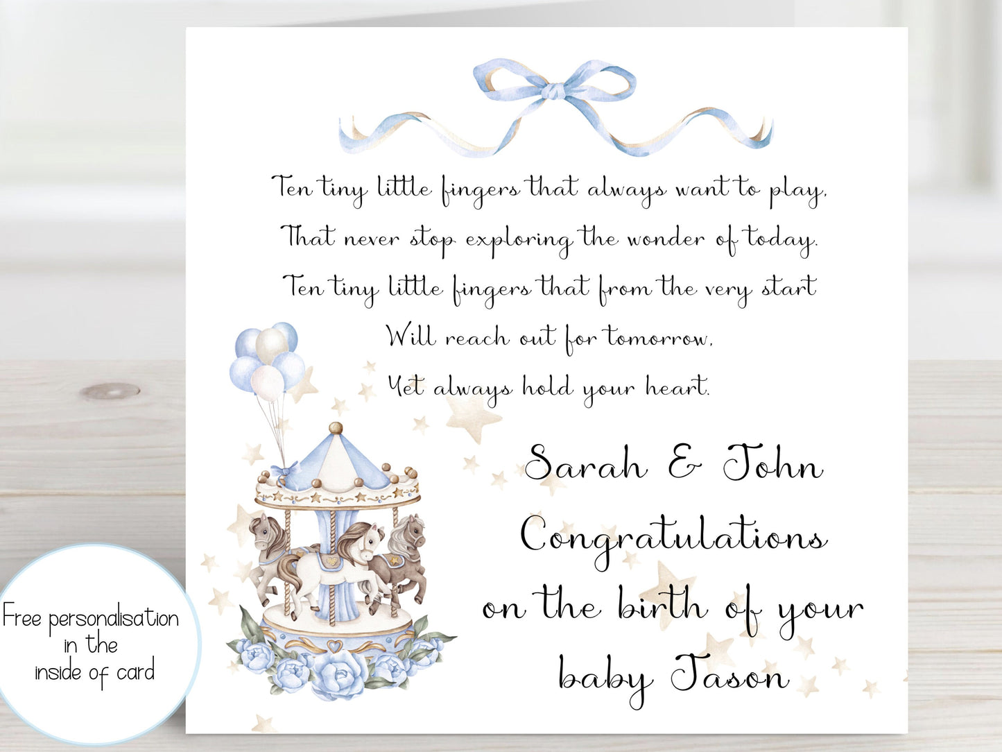 New baby boy card, Welcome to the world baby boy, Personalised baby boy card, Congratulations on the birth of your son, New grandson card