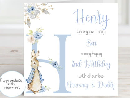 Personalised 1st, 2nd, 3rd Birthday Card for Grandson, Nephew, Son, Little Boy, Baby Animals, Personalised with Name