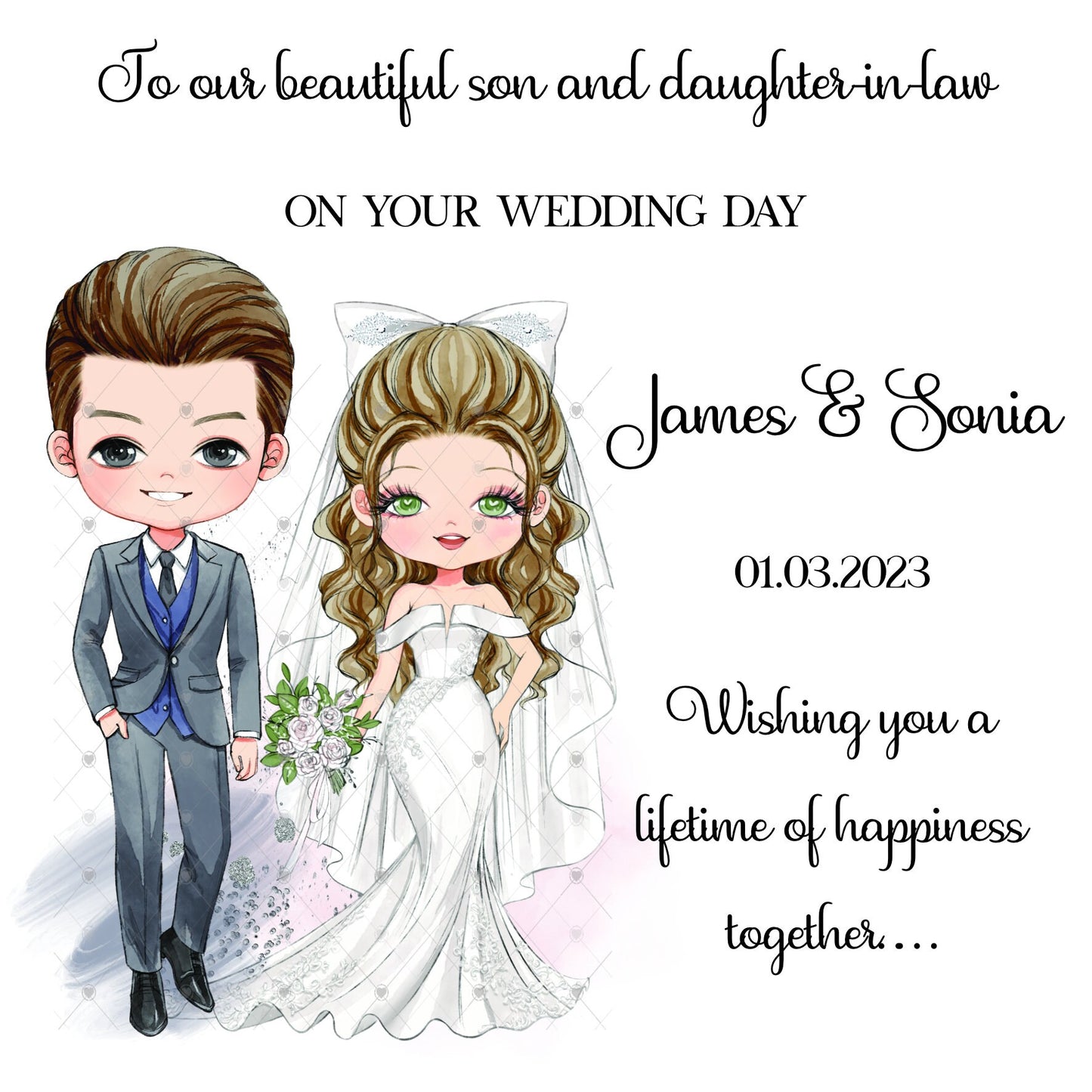 Son and Daughter-in-Law Wedding Day Card, Daughter and Son-in-Law Wedding Day Card, Personalised Congratulations Keepsake, Just Married Card