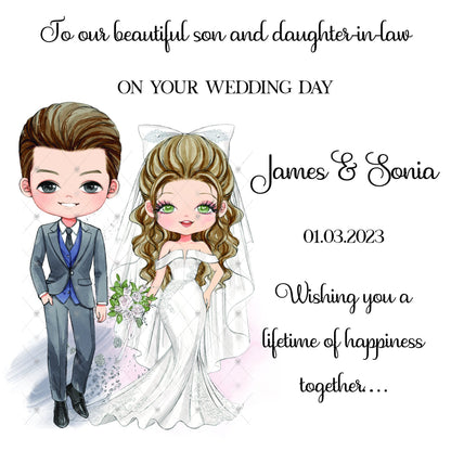 Son and Daughter-in-Law Wedding Day Card, Daughter and Son-in-Law Wedding Day Card, Personalised Congratulations Keepsake, Just Married Card