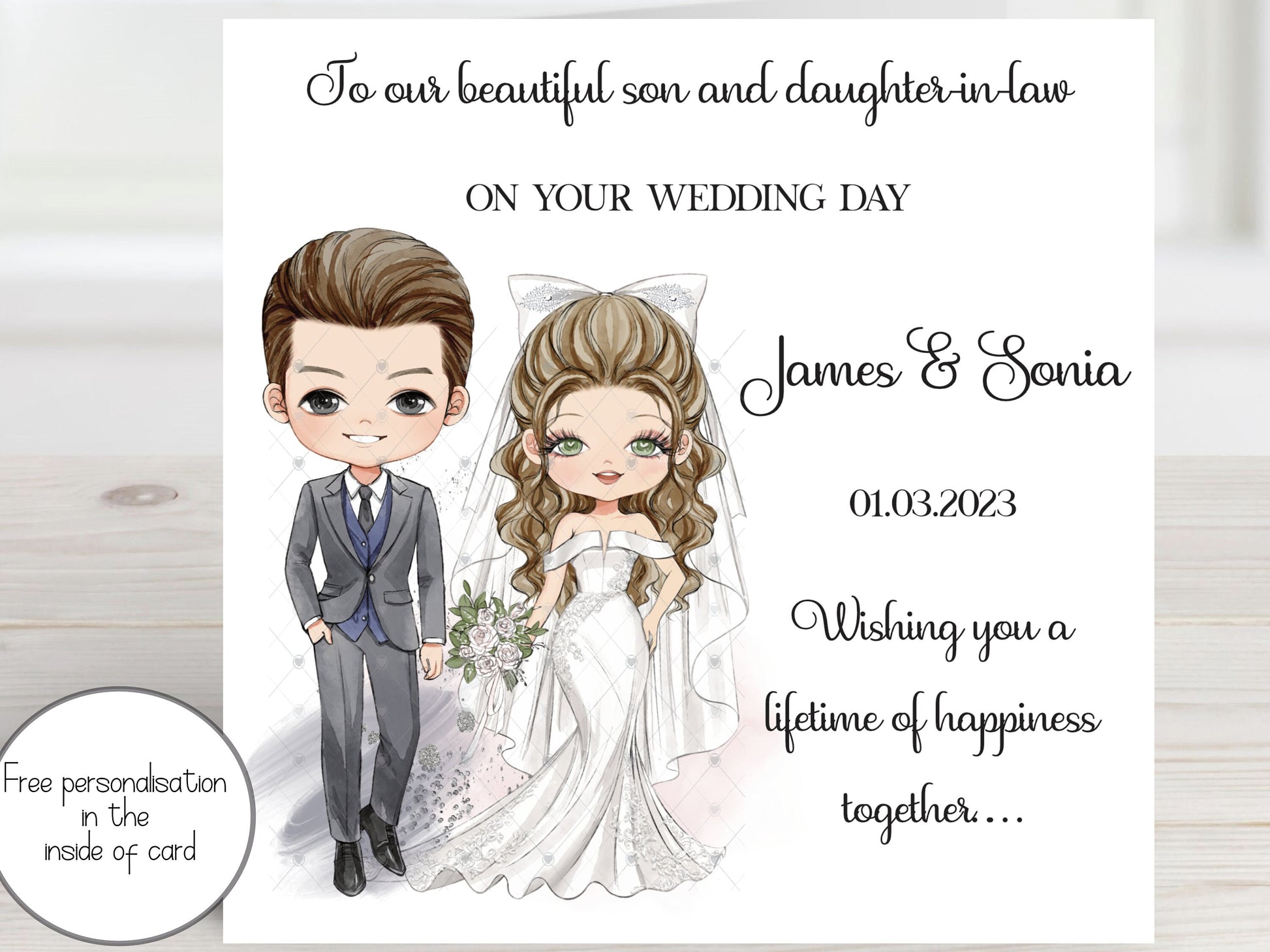 Son and Daughter-in-Law Wedding Day Card, Daughter and Son-in-Law Wedding Day Card, Personalised Congratulations Keepsake, Just Married Card