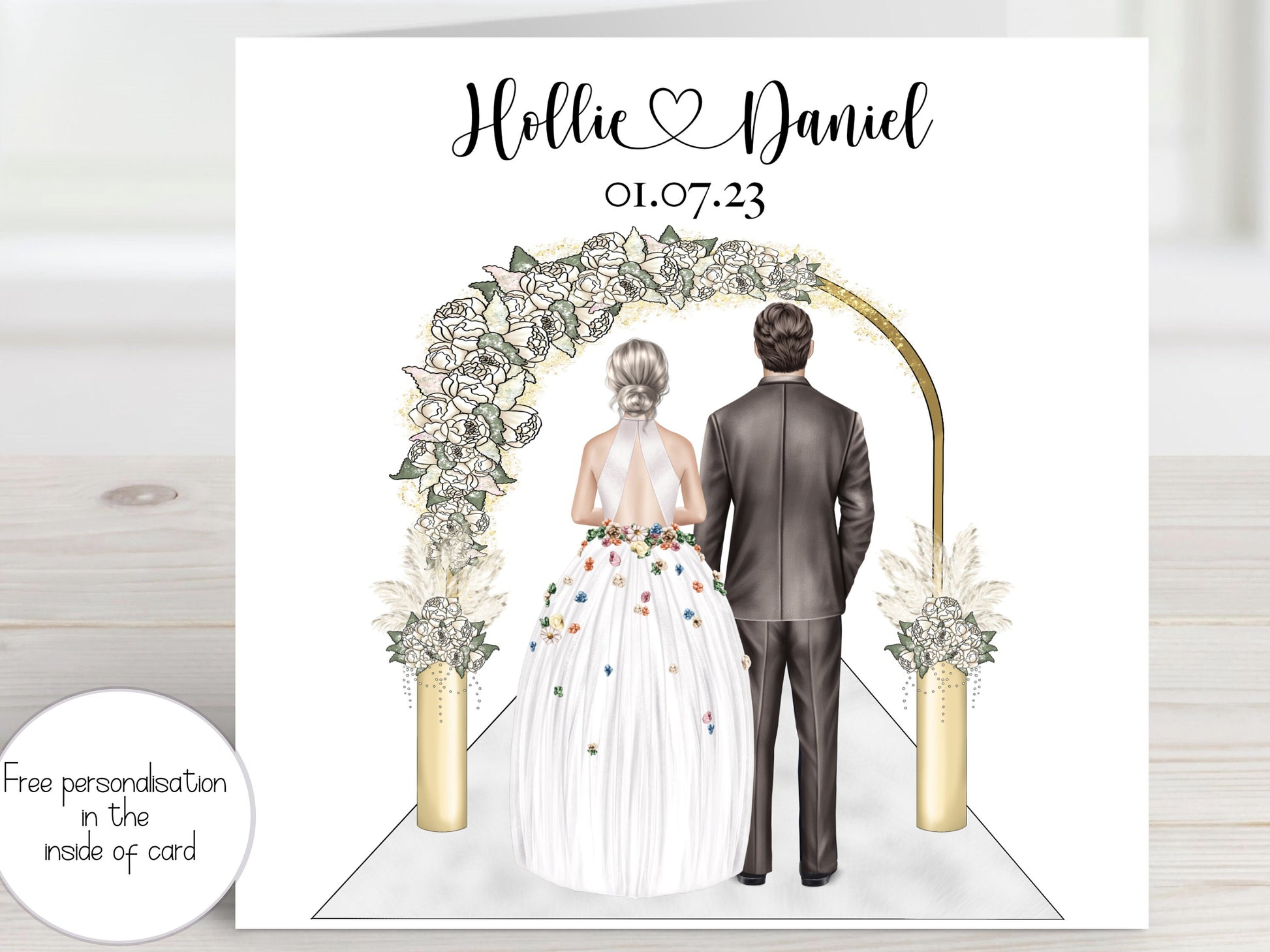 Personalised Daughter & Son-in-Law Wedding Day Card, Congratulations Keepsake, Mr and Mrs Just Married Card