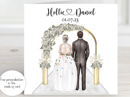 Personalised Daughter & Son-in-Law Wedding Day Card, Congratulations Keepsake, Mr and Mrs Just Married Card