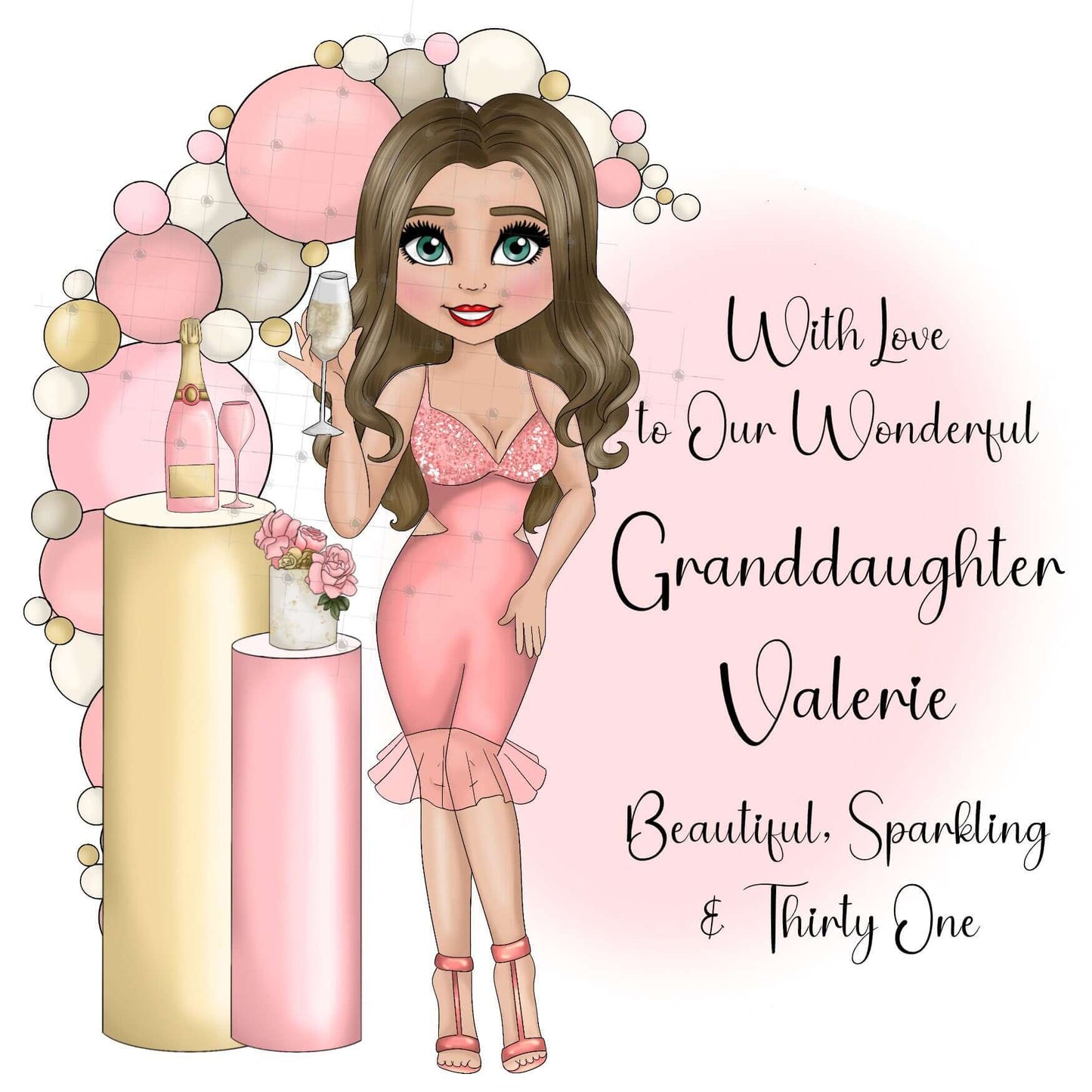 21st birthday card for daughter, granddaughter, niece, best friend, sister, Personalised 21st birthday card for her