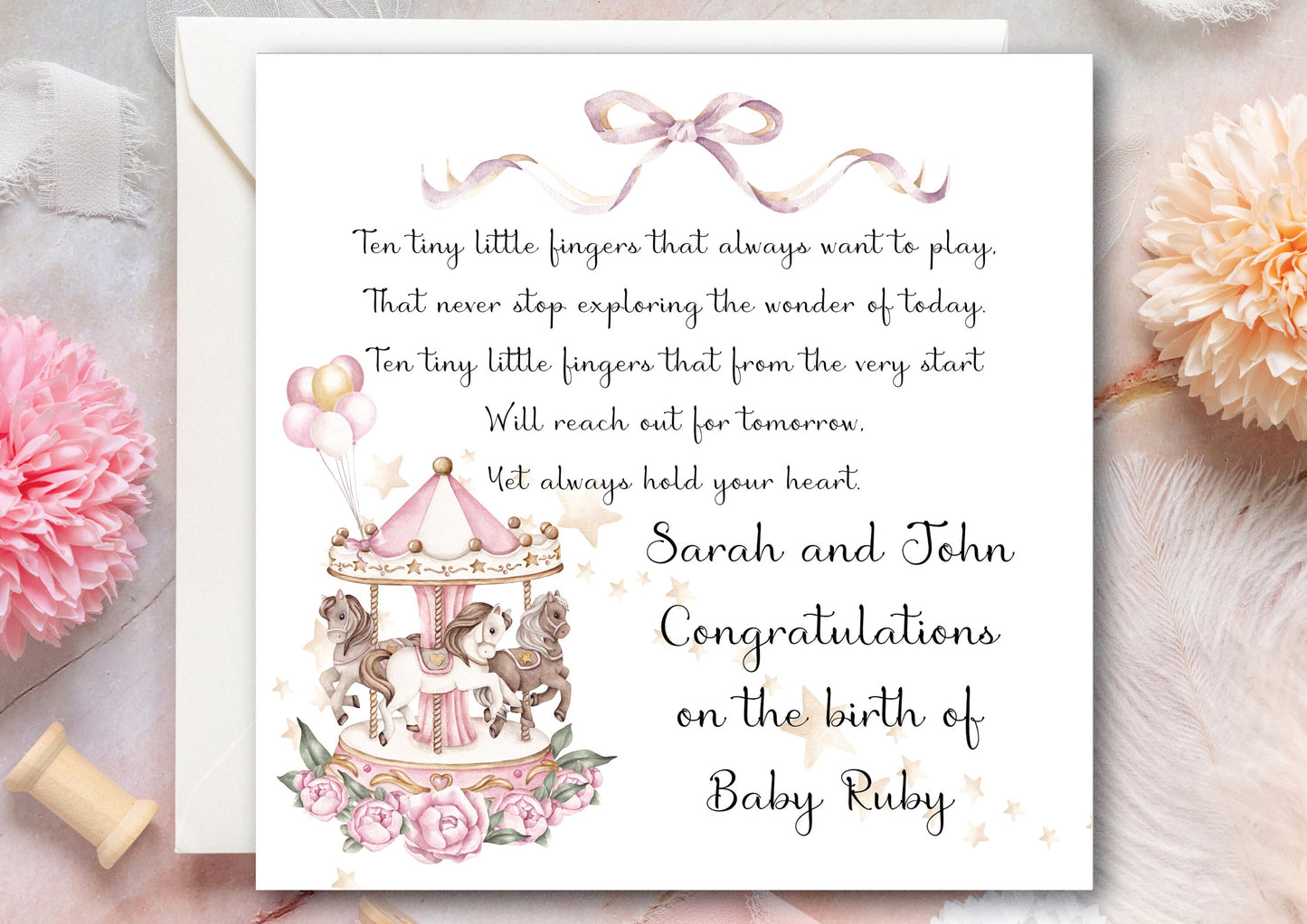 New baby girl card, Welcome to the world baby girl, Personalised baby girl card, Congratulations on the birth of daughter, granddaughter