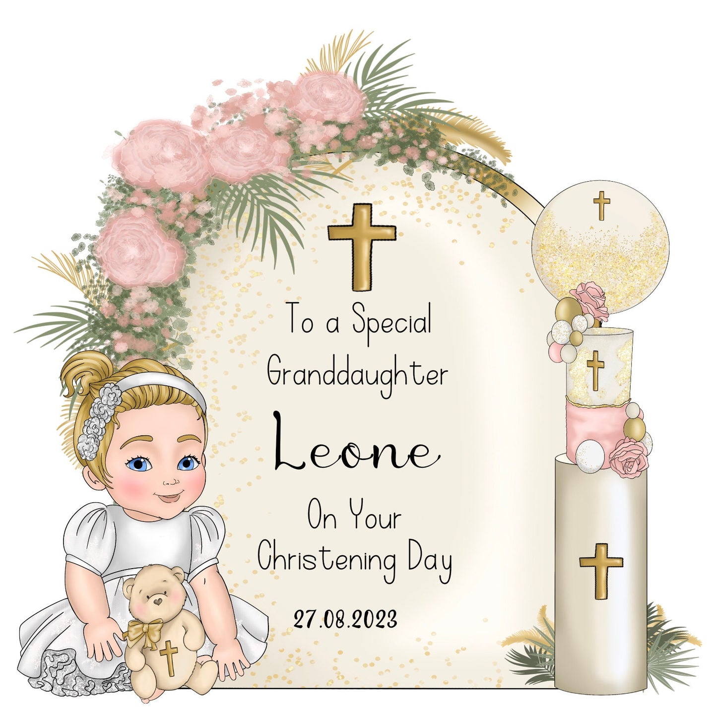 Christening Card for Little Baby Girl, Personalised Girls Baptism Keepsake Gift