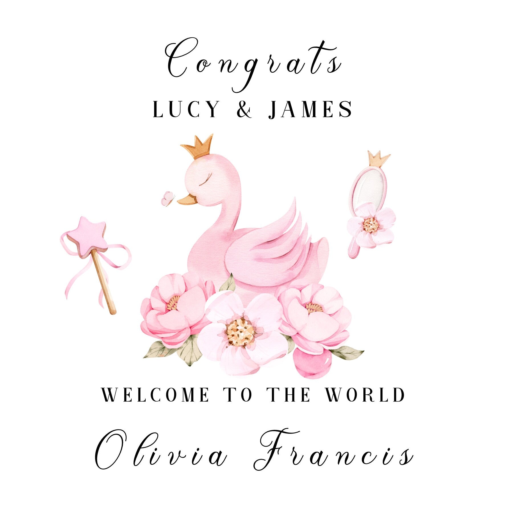 New Baby Girl Card, Congratulations On New Arrival, On the Birth of Your Granddaughter, Personalised Card for Newborn, New Baby Keepsake