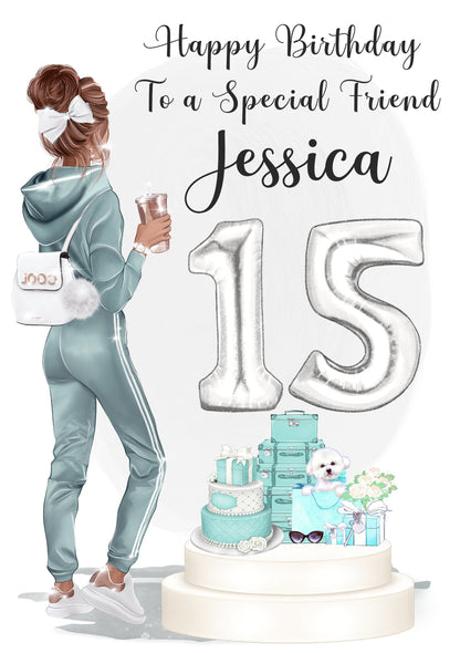 Personalised 15th Birthday card for teenager, 14th, 16th, 17th, 18th, daughter, granddaughter, niece, goddaughter, sister, Any Age Card