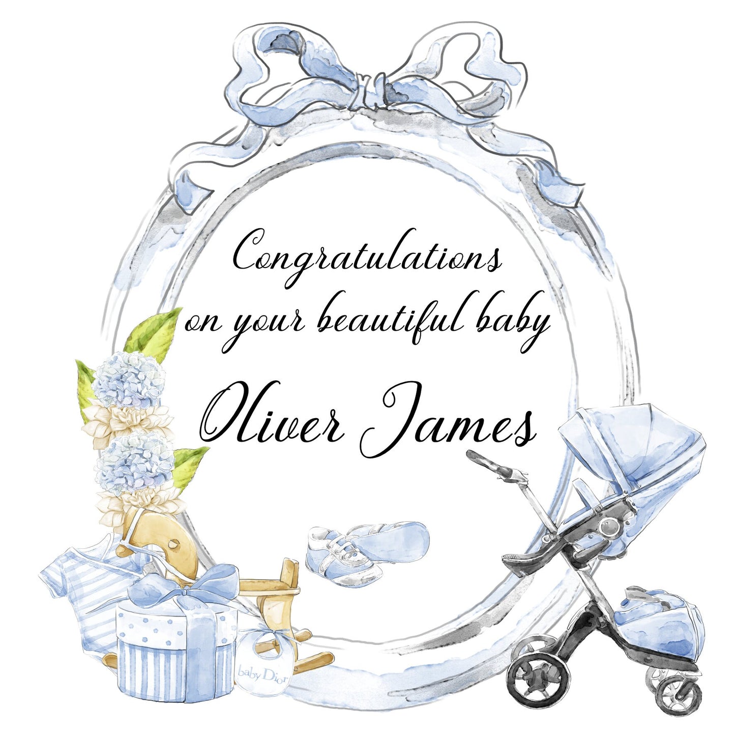 New Baby Boy Personalised Card, It's a Boy, Welcome To The World Little Boy, Congratulations On The Birth Of Your Son, Grandson, Nephew