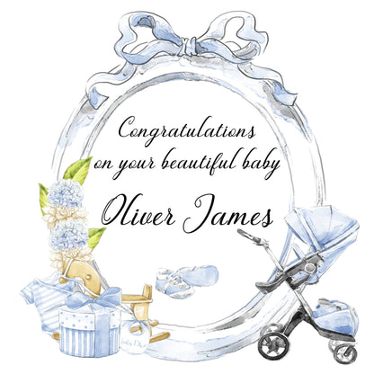 New Baby Boy Personalised Card, It's a Boy, Welcome To The World Little Boy, Congratulations On The Birth Of Your Son, Grandson, Nephew