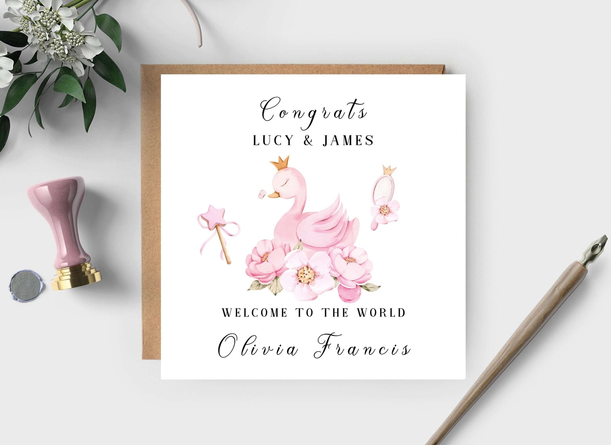 New Baby Girl Card, Congratulations On New Arrival, On the Birth of Your Granddaughter, Personalised Card for Newborn, New Baby Keepsake