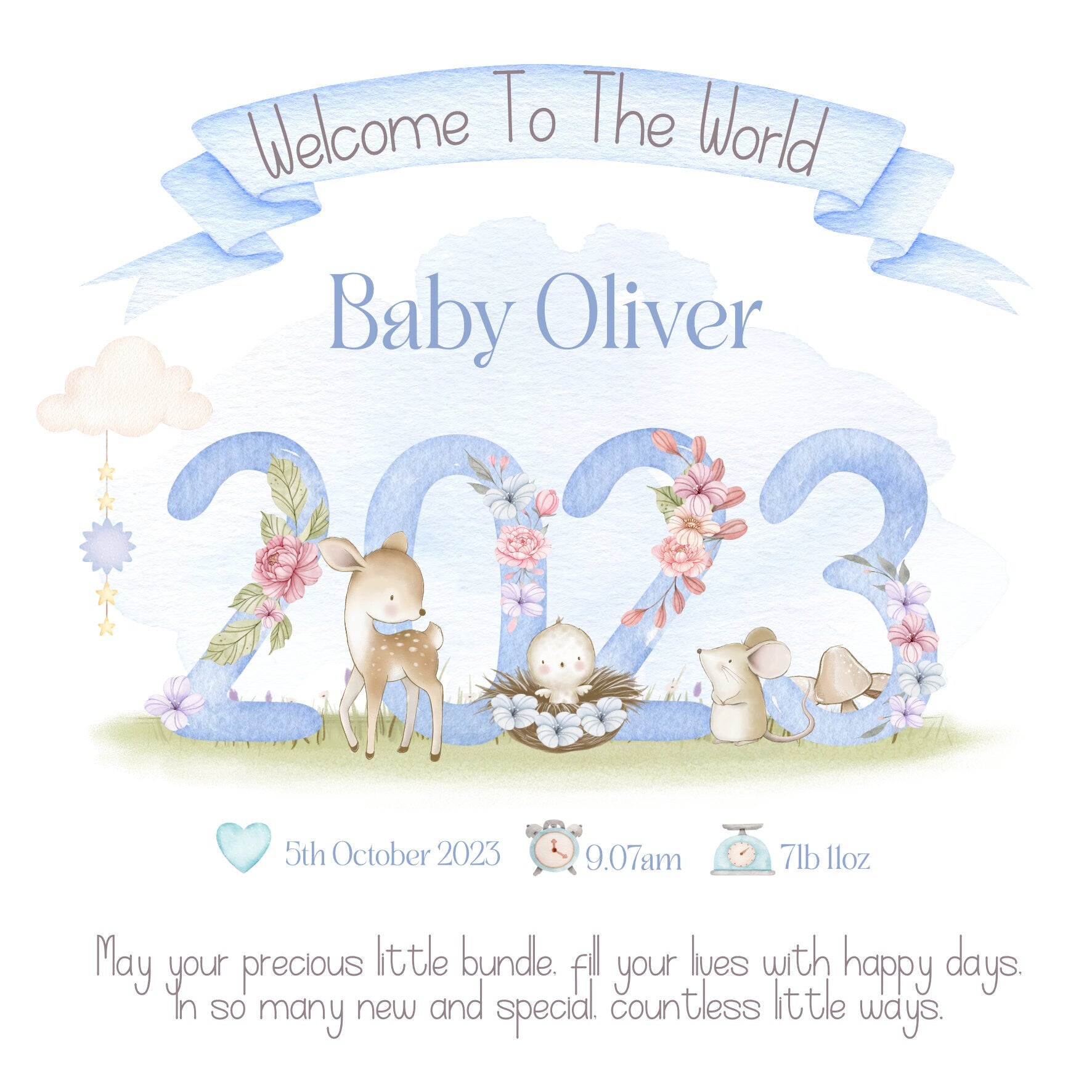 New baby boy card, Welcome to the world baby boy, Personalised baby boy card, Congratulations on the birth of your son, New grandson card