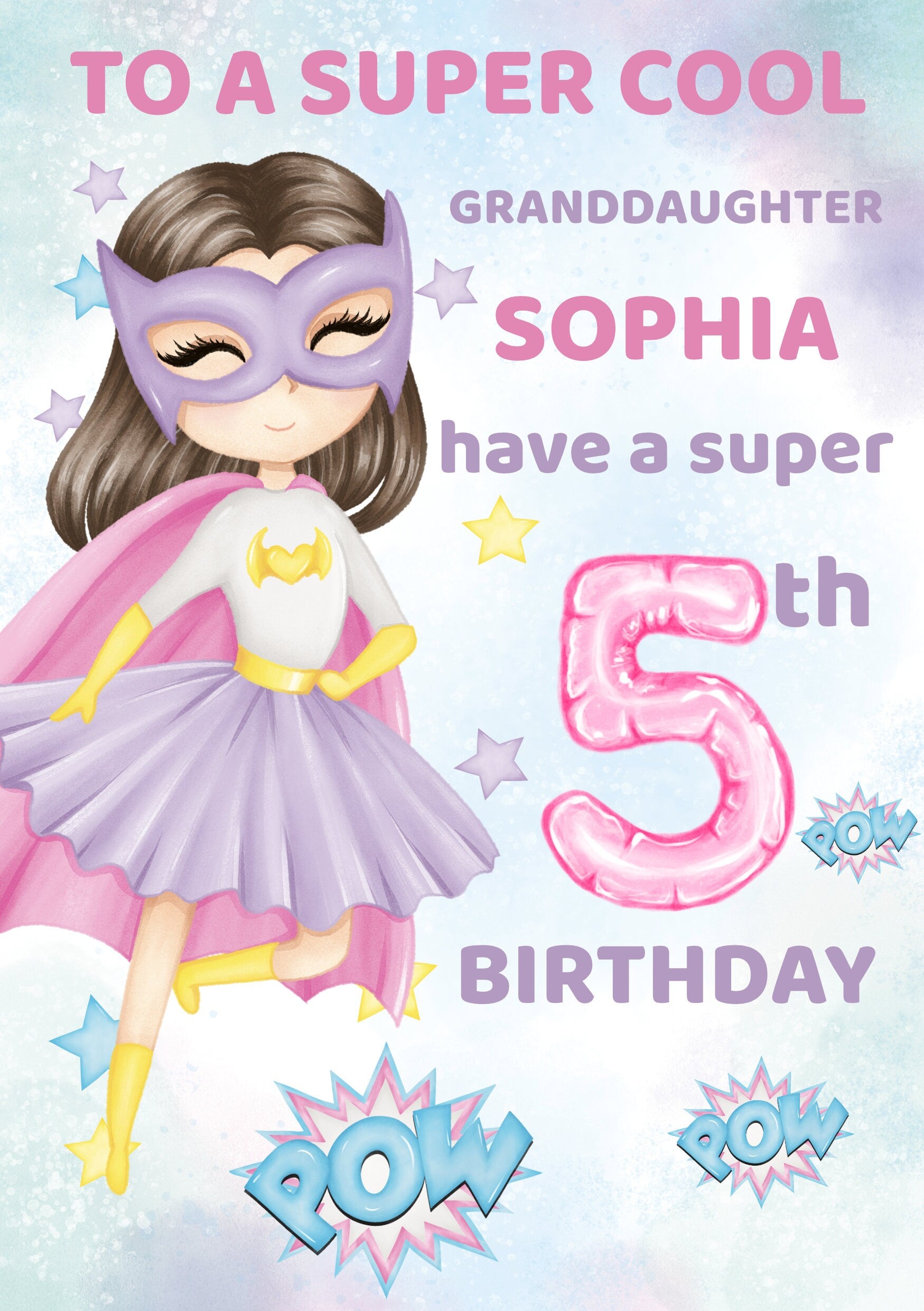 Granddaughter Birthday Card, Granddaughter 6th Birthday, 7th Birthday Card Granddaughter, Personalised Superhero, 4th, 5th, 8th, 9th, 10th